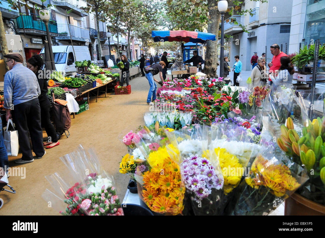 Marché de Lloret de Mar, Costa Brava, Espagne Banque D'Images