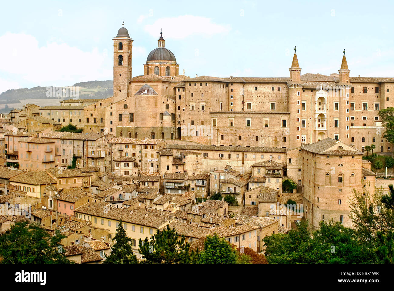 L'horizon historique et de la cathédrale d'Urbino, Italie, Marches, Urbino Banque D'Images