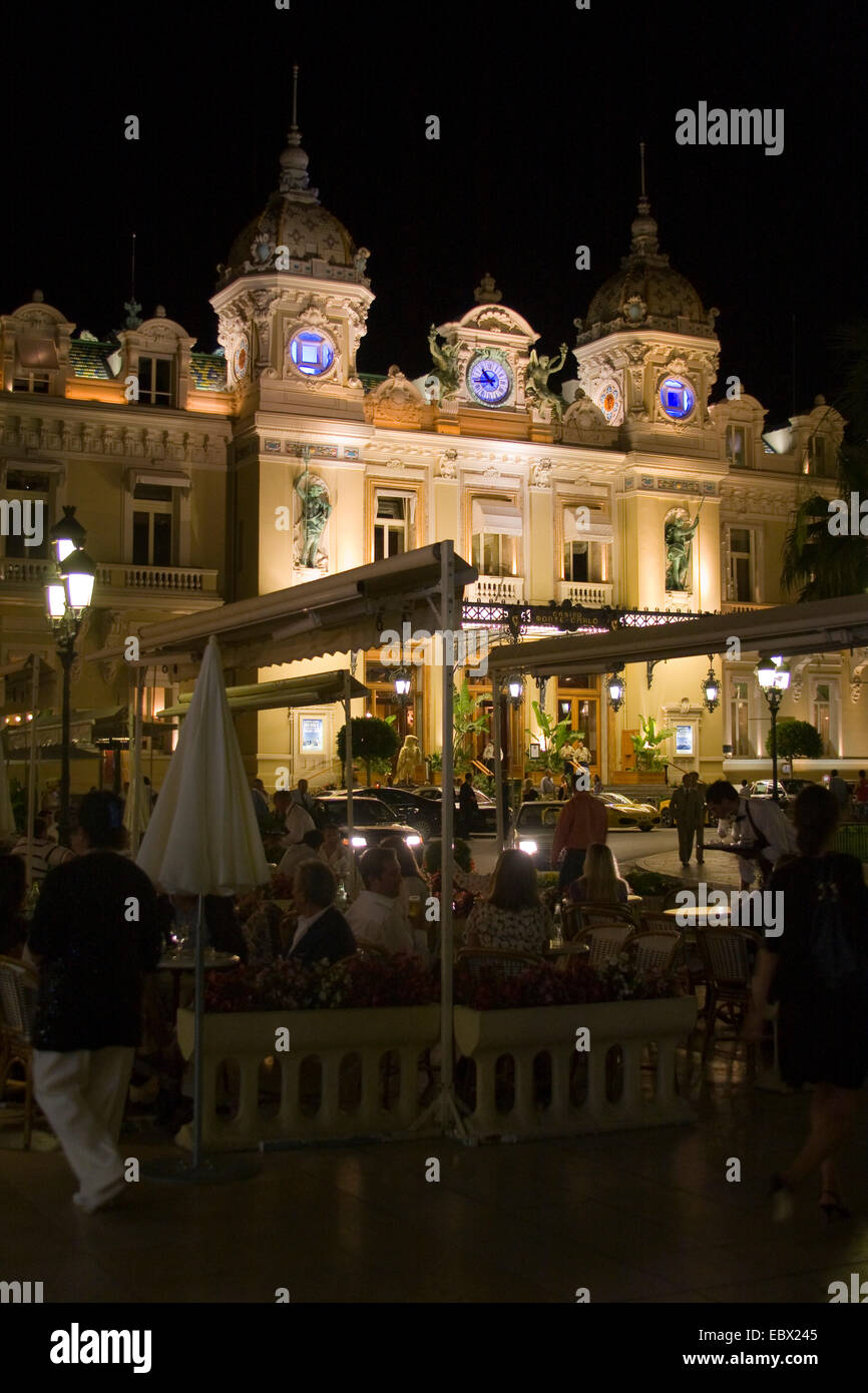 Casino de Monte Carlo la nuit, France, Monaco Banque D'Images