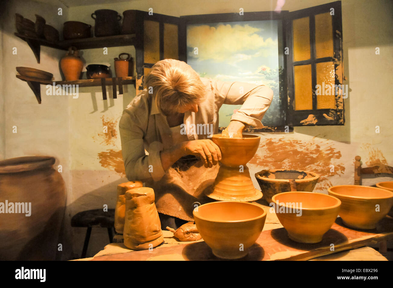 Une exposition de la vie rurale traditionnelle au Bodega El Paratge wine shop et musée situé près de Tossa de Mar et Lloret de Mar, Cos Banque D'Images