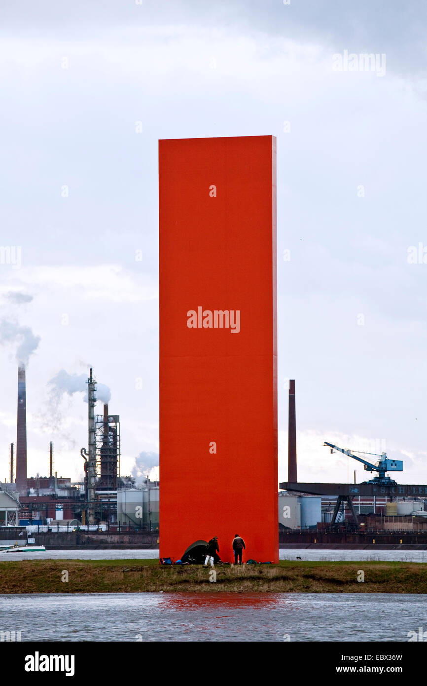 Rheinorange la sculpture à l'embouchure de la rivière du Rhin, de la Ruhr en Allemagne, en Rhénanie du Nord-Westphalie, région de la Ruhr, Duisburg Banque D'Images