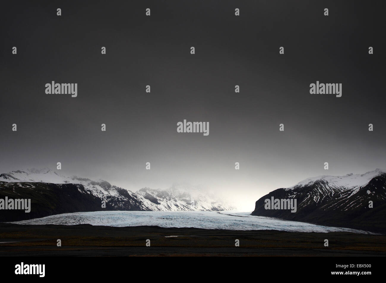 Langue du glacier de l'Skaftafellsjoekull, l'Islande, l'île a intenté, Skaftafell-Nationalpark Banque D'Images