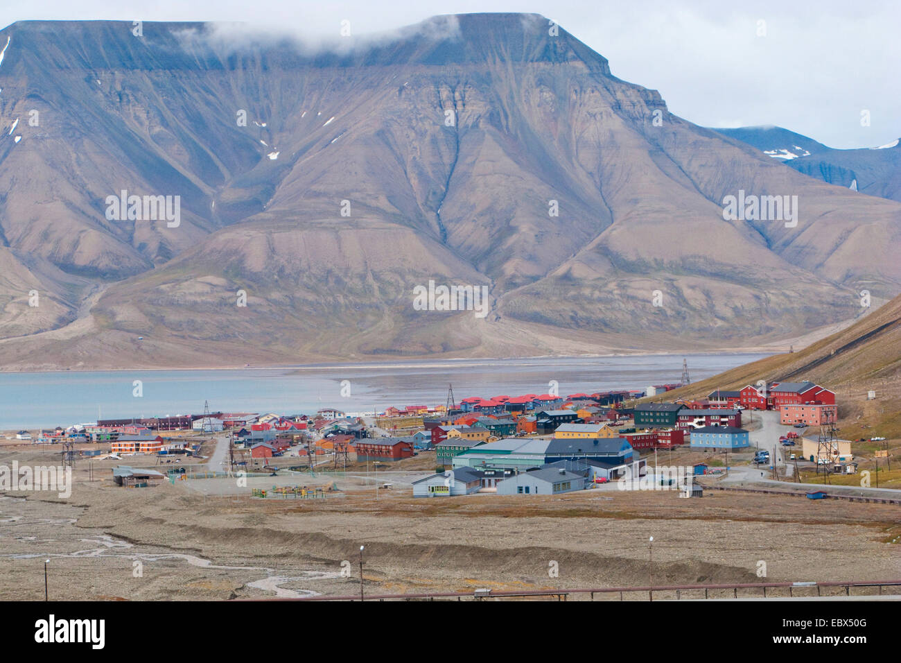 Vue depuis le sud-ouest, de la Norvège, Svalbard, Longyearbyen Banque D'Images