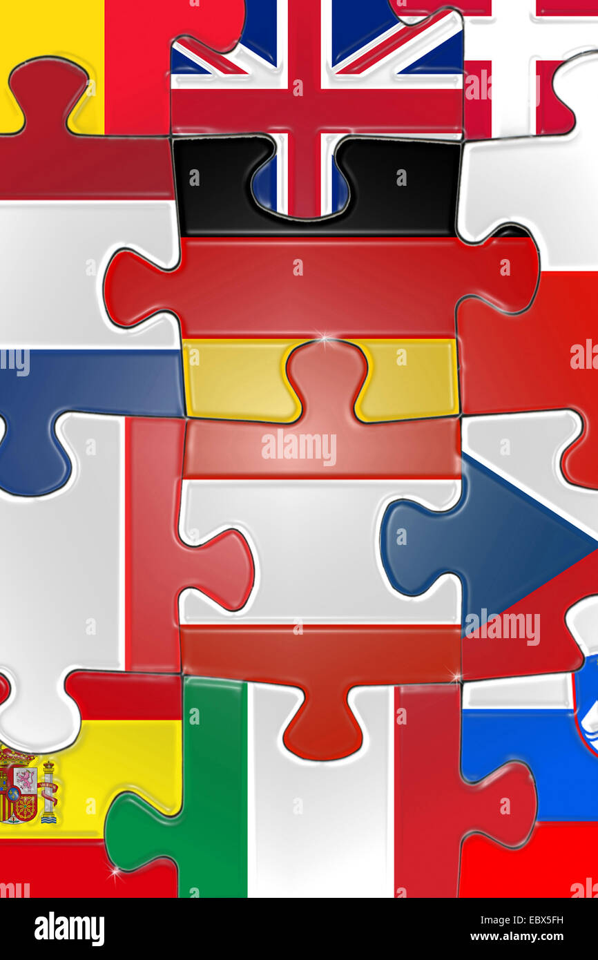 Puzzle avec des drapeaux de l'UE Banque D'Images