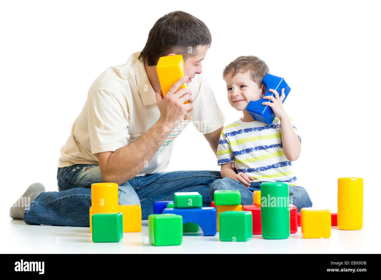 Père et enfant garçon jeux de rôle ensemble Banque D'Images