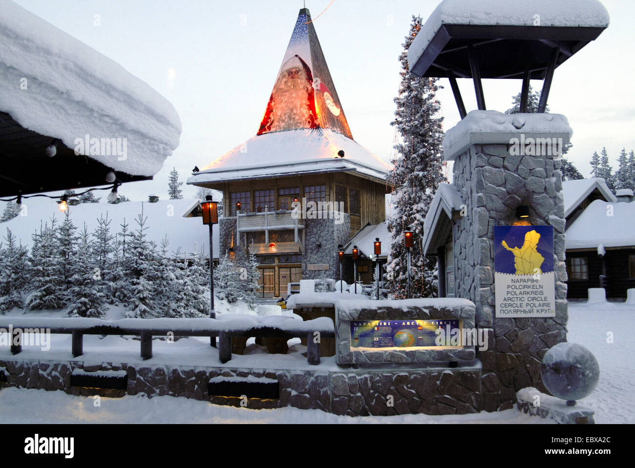 Village du Père Noël, la Finlande, la Laponie, Rovaniemi Banque D'Images