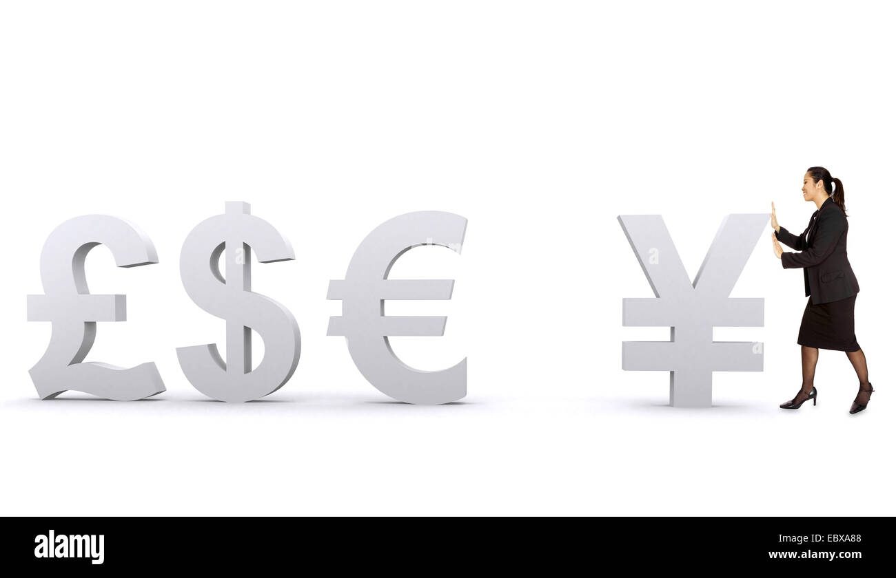 Monnaies du monde - asian business woman yen vers tous les autres Banque D'Images