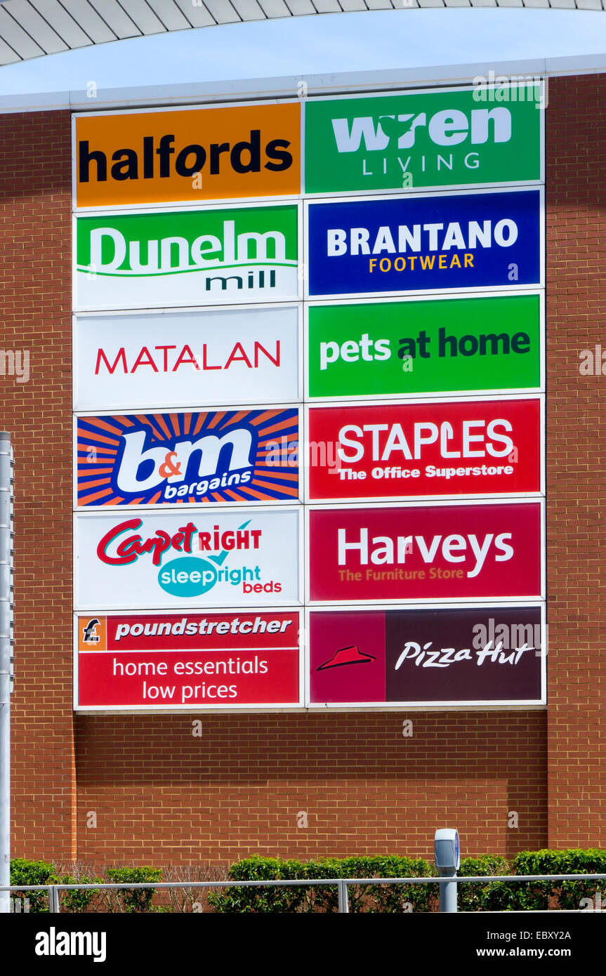 Un exemple de signe au Westwood boutiques Retail Park, à la périphérie de Broadstairs, dans le Kent. Banque D'Images