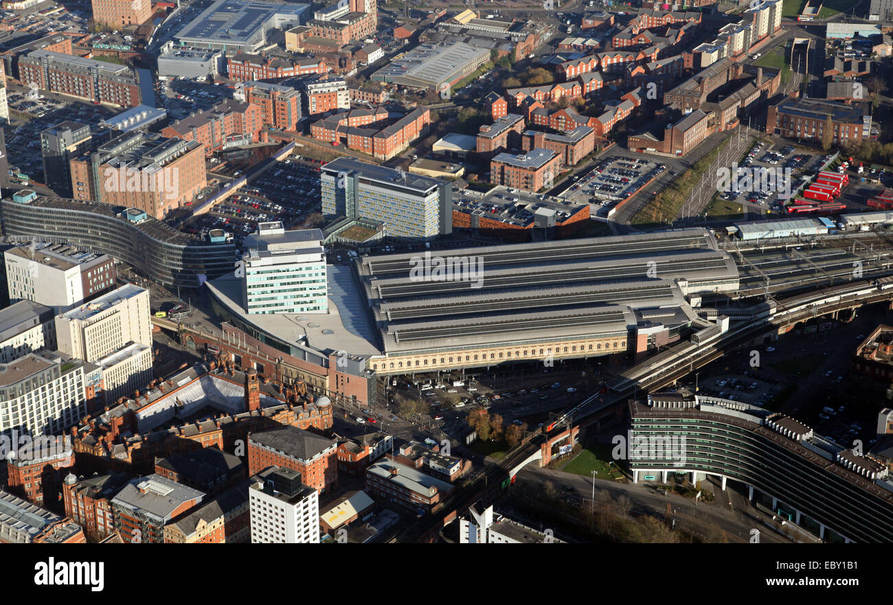 Vue aérienne de la gare Piccadilly de Manchester, Royaume-Uni Banque D'Images