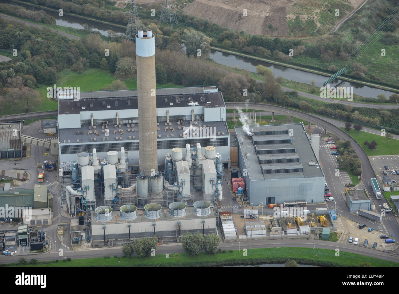 Une vue aérienne de l'énergie à partir de déchets à l'éco-parc de Londres Banque D'Images