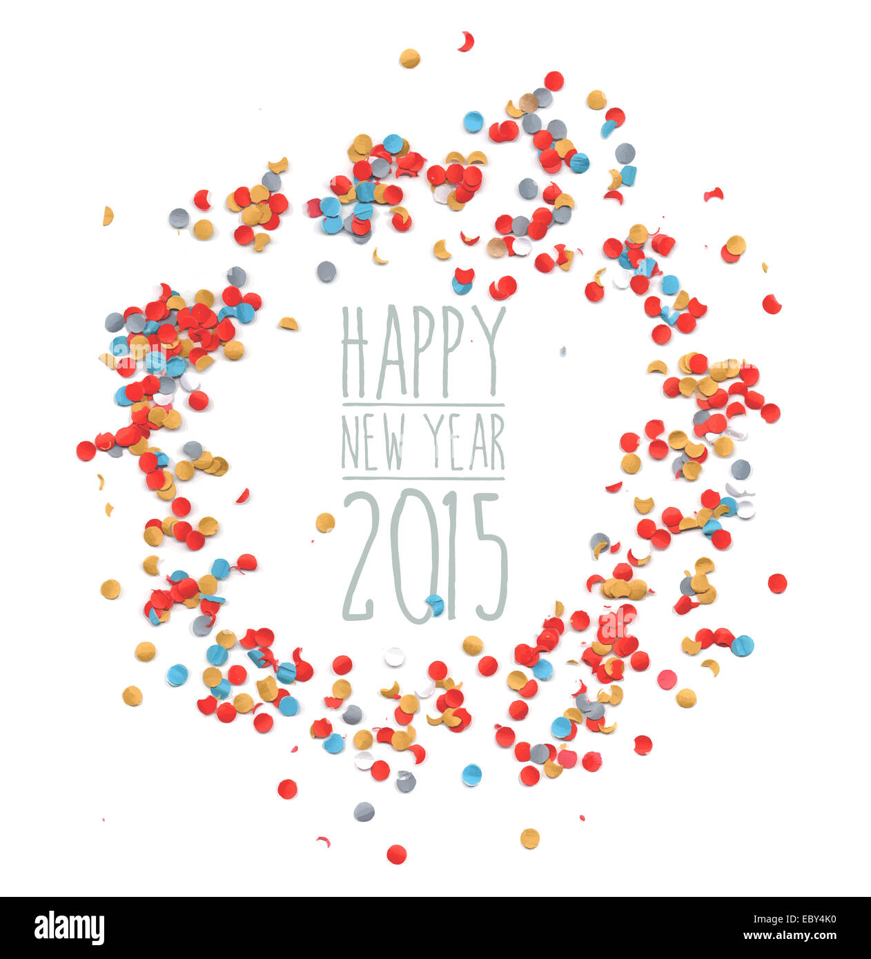 Happy New Year eve celebration 2015 confetti colorés avec arrière-plan modèle. Idéal pour la carte de vœux, imprimer des affiches et signbo Banque D'Images