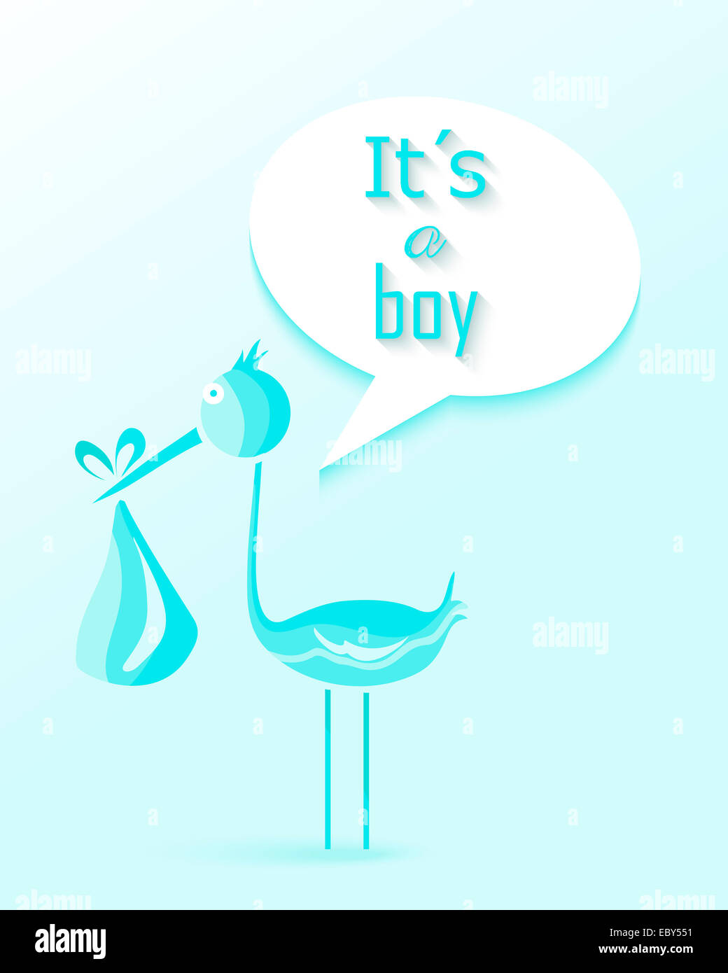 Conception de cartes d'invitation de douche de bébé avec son texte un garçon et blue Stork. Fichier vectoriel EPS10 organisé en couches pour l'édition facile. Banque D'Images