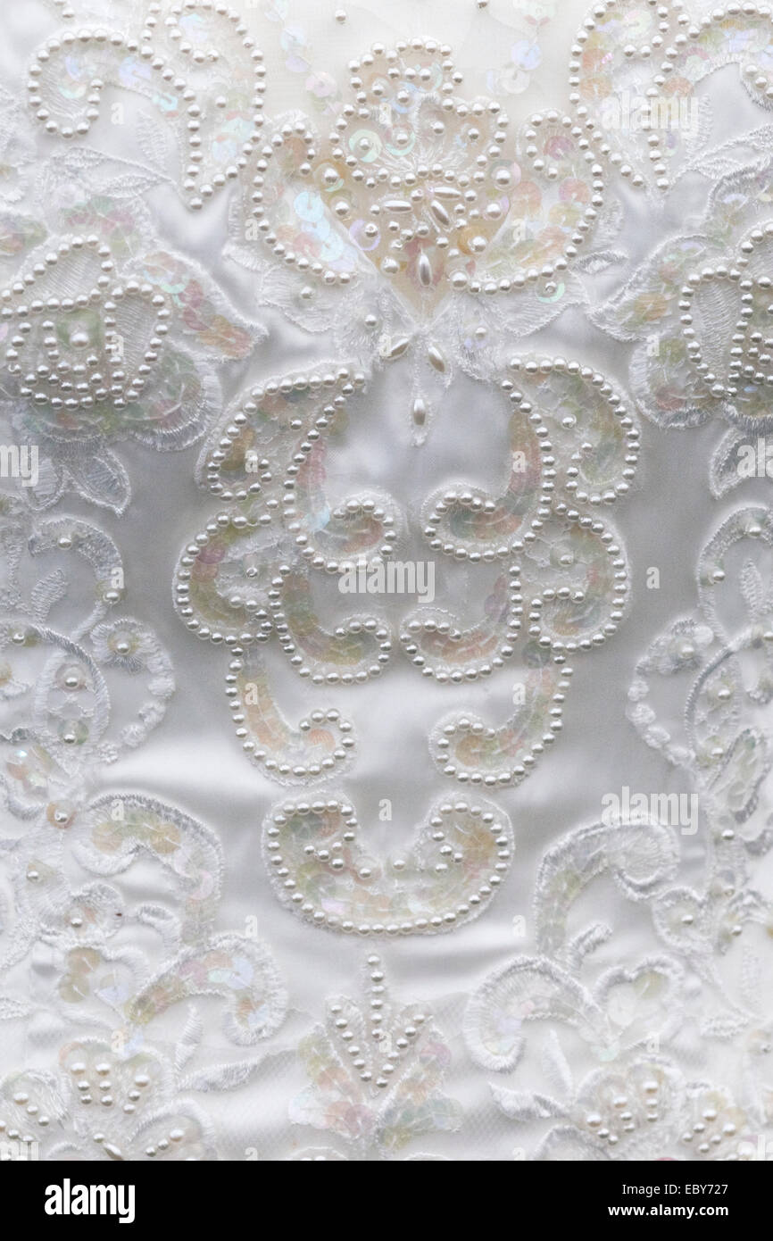 La Dentelle et Perle robe de mariage 'Close Up' Banque D'Images