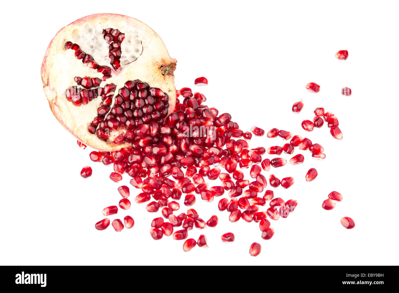 La moitié des grenades avec des graines Banque D'Images