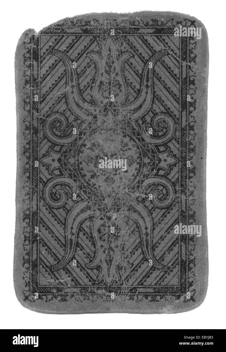 Le noir et blanc vieux jeu de cartes dans isaolated couverture papier fond ornemental sur blanc Banque D'Images Le noir et blanc vieux jeu de cartes dans isaolated couverture papier fond ornemental sur blanc Banque D'Images