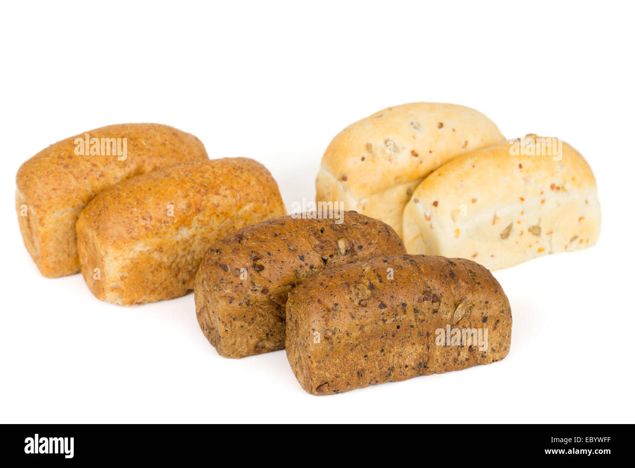 Assortiment de petits pains isolé sur fond blanc Banque D'Images