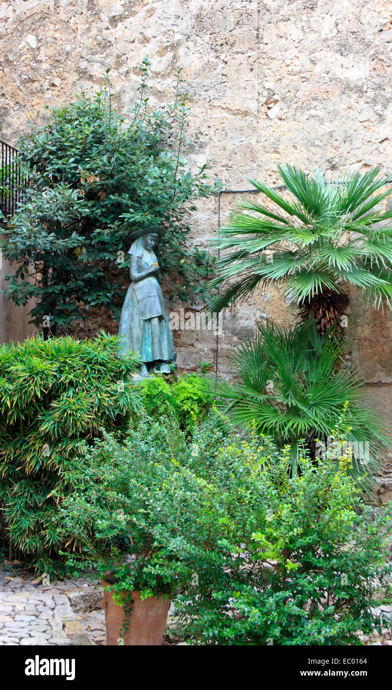 Statue dans le petit village de Valldemossa, région de Tramuntana, à Majorque, Espagne Banque D'Images