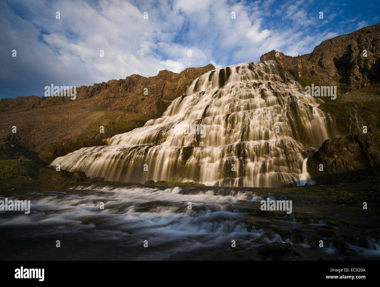 Cascade Dynjandi, Fjallfoss, Fjords de l'Ouest, Islande, Europe Banque D'Images
