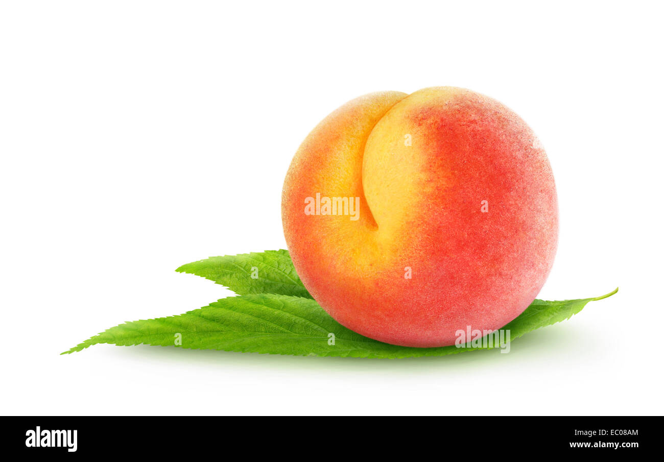 Fresh peach isolated on white Banque D'Images