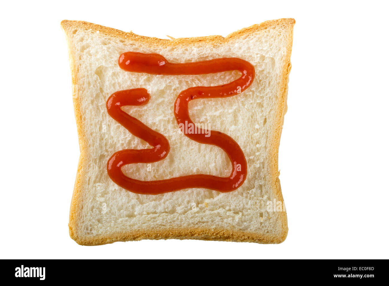 Fait à partir de la forme de ketchup et de tranche de pain, isolé sur fond blanc avec clipping path Banque D'Images
