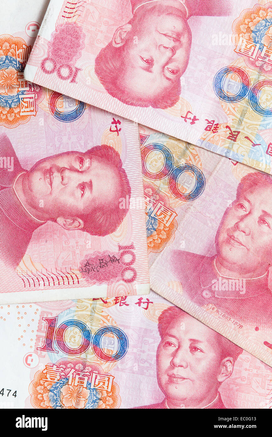 Modern Chinese yuan renminbi, billets d'arrière-plan photo verticale Banque D'Images
