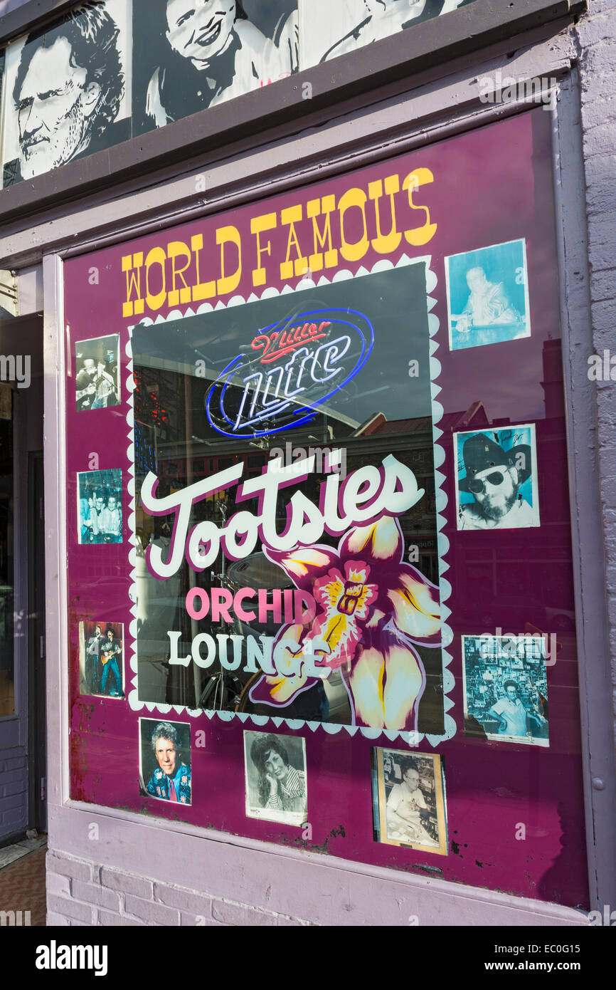 New York, Nashville, centre-ville, du quartier, Broadway, Tootsies Orchid Lounge, bar musique honky tonk Banque D'Images