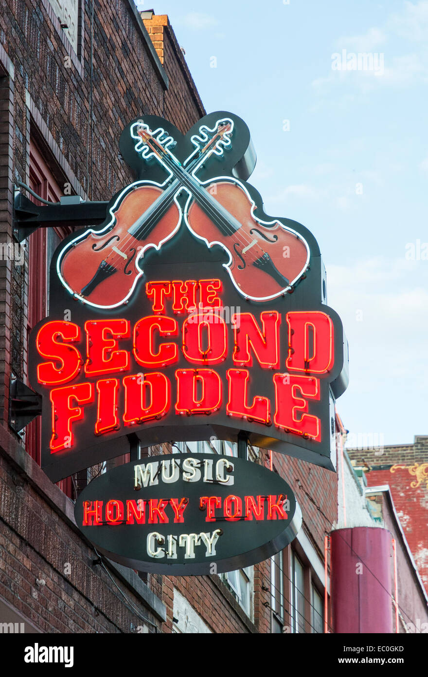 New York, Nashville, centre-ville, du quartier, Broadway, le second violon, musique lieu bar honky tonk Banque D'Images