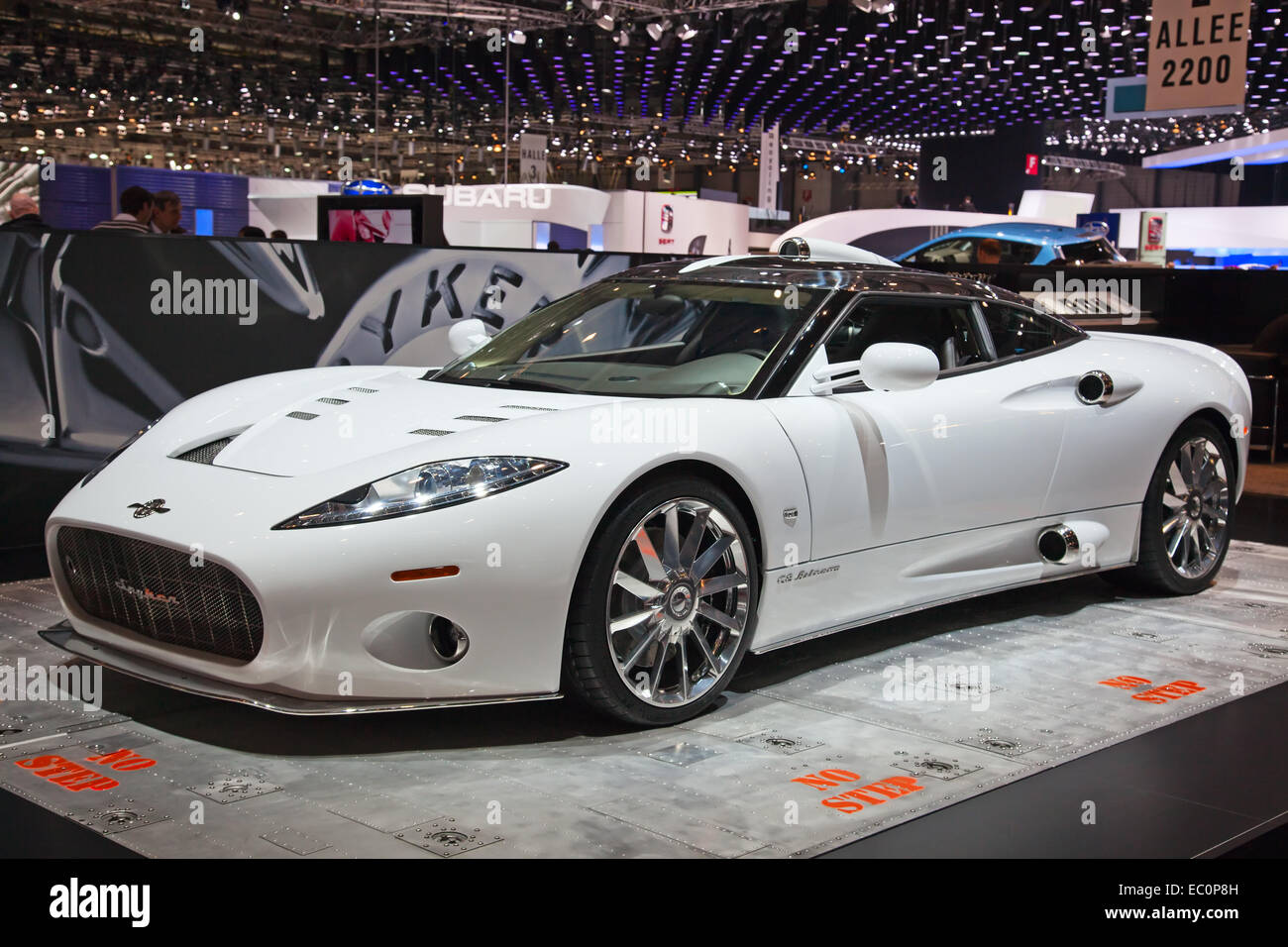 Genève - le 8 mars : La Spyker C8 sur l'affichage à la 81e, Geneva Palexpo Salon International de l'automobile le 8 mars 2011, à Genève, Suisse Banque D'Images