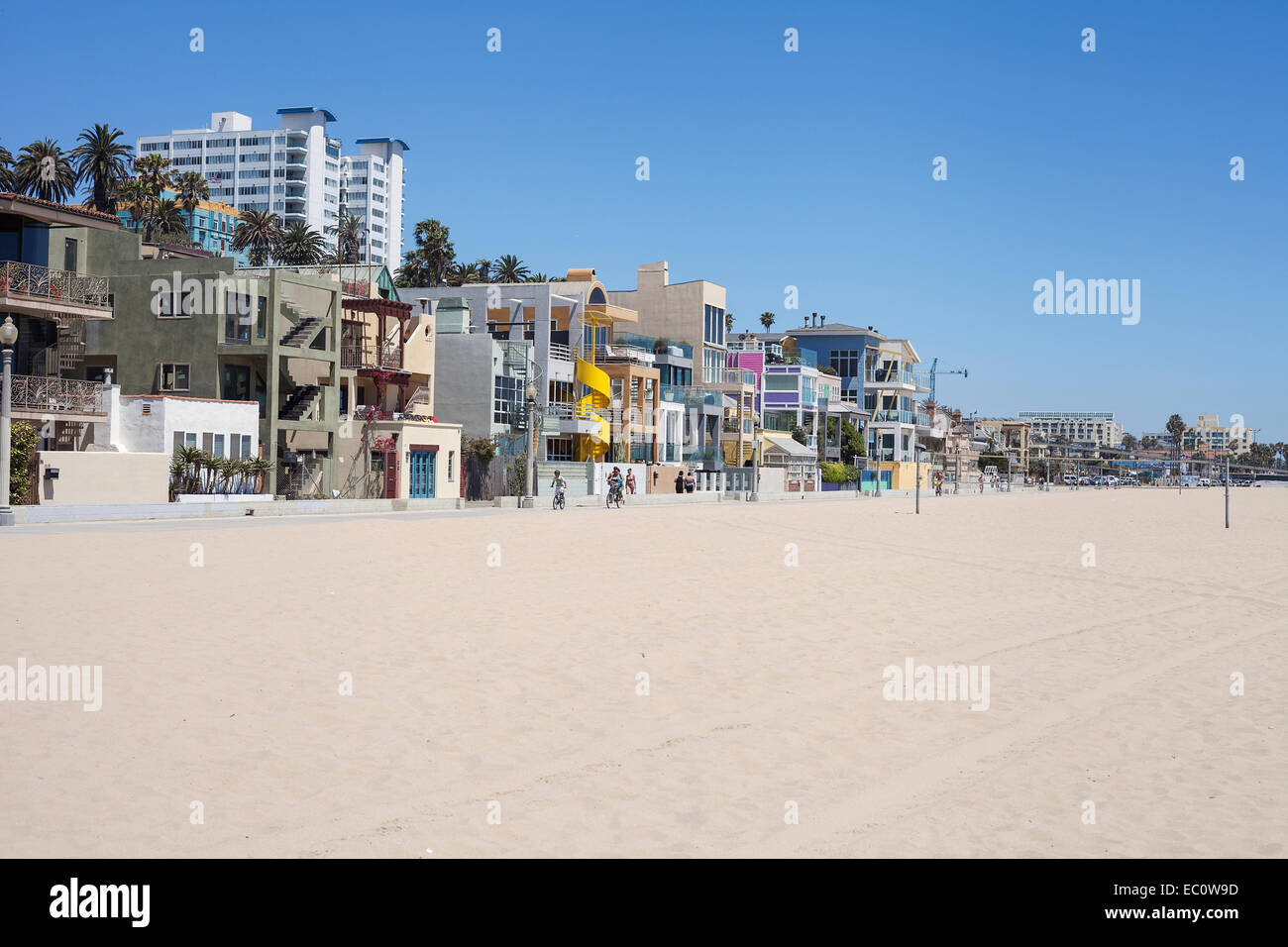 Santa Monica beach maisons le long de la promenade de Santa Monica, Californie, États-Unis Banque D'Images