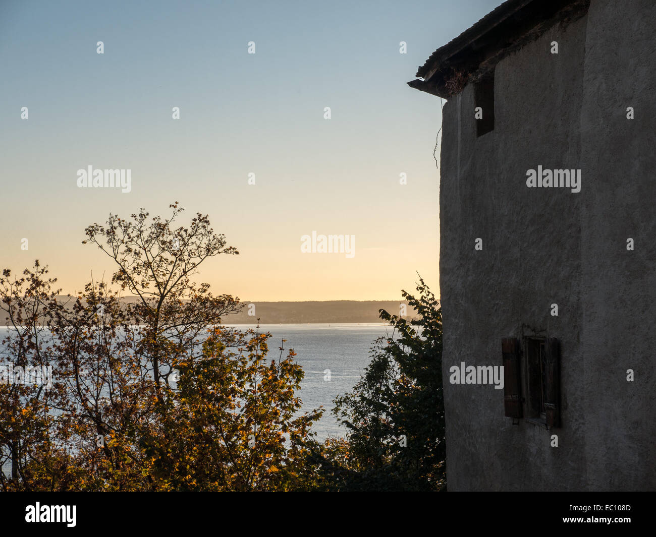 Château de Meersburg et lac de Constance Allemagne Bade-Wurtemberg Banque D'Images