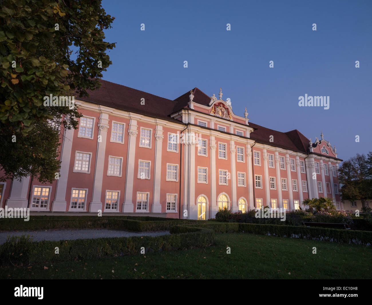Au coucher du soleil nouveau château Meersburg Baden-Württemberg Allemagne Banque D'Images