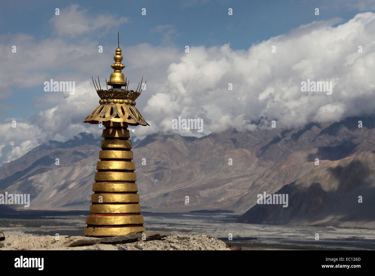 Détail de Diskit Monastère, qui est dans la vallée de Nubra au Ladakh Banque D'Images