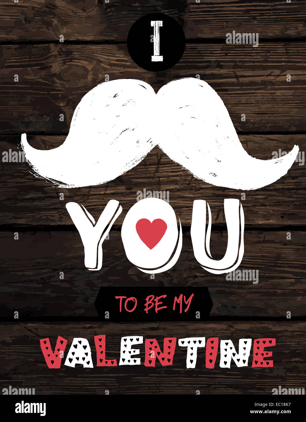 Vintage Valentine typographie sur planche de bois Banque D'Images