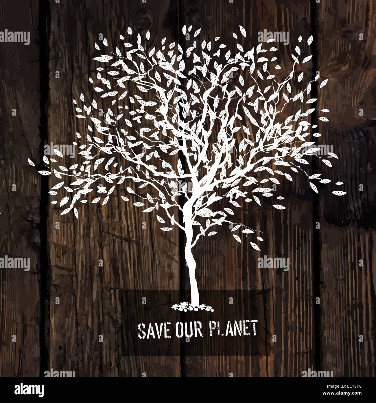 La silhouette des arbres en bois sur la texture. Concept de l'affiche de l'écologie Banque D'Images