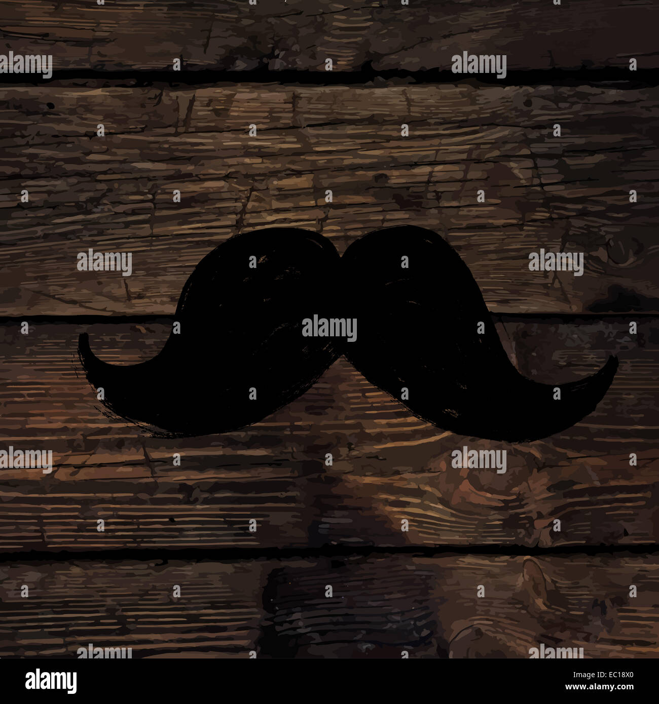 Moustache symbole sur la texture en bois. Banque D'Images