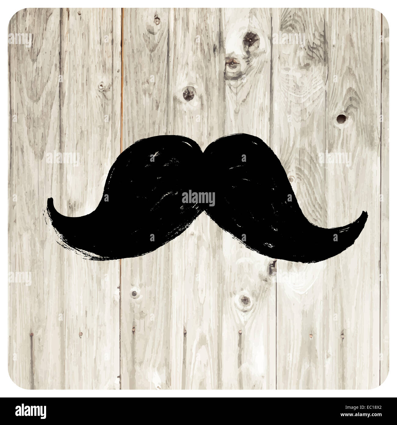 Moustache symbole sur la texture en bois. Banque D'Images