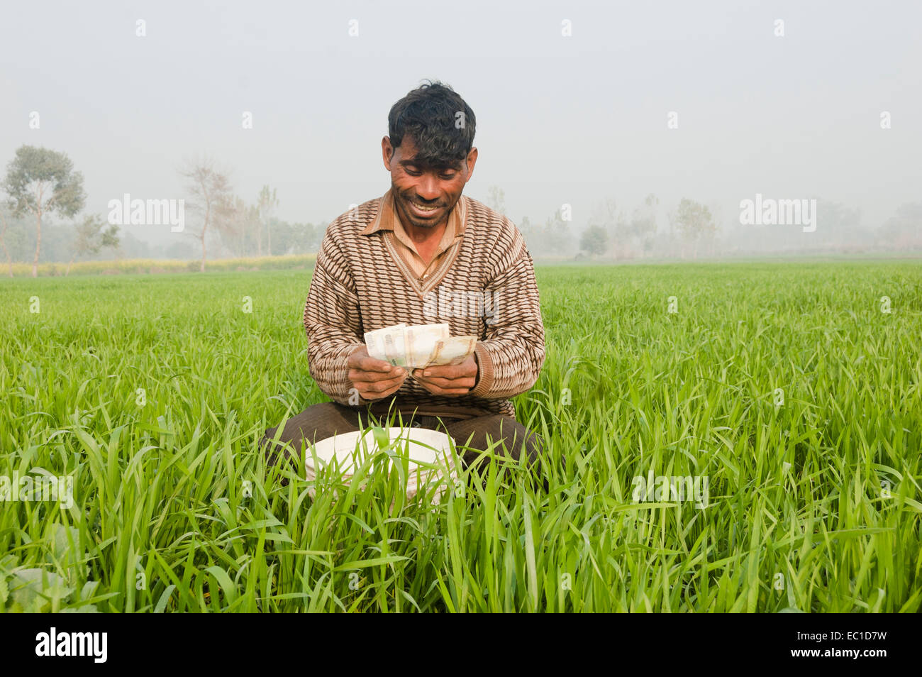 1 agriculteurs indiens travaillant en agriculture et de l'argent comptant Banque D'Images