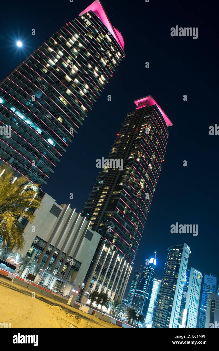 Bâtiments dans la zone de West Bay à Doha, Qatar Banque D'Images