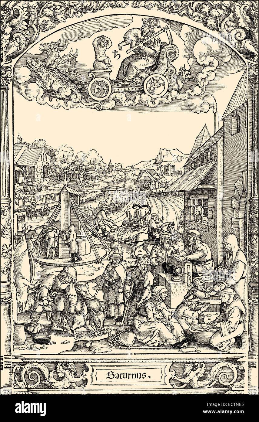 La vie agricole au 16e siècle en Allemagne, Banque D'Images