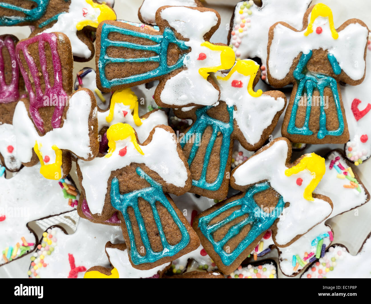 Contexte de l'ange de Noël en forme de gâteaux épice Banque D'Images