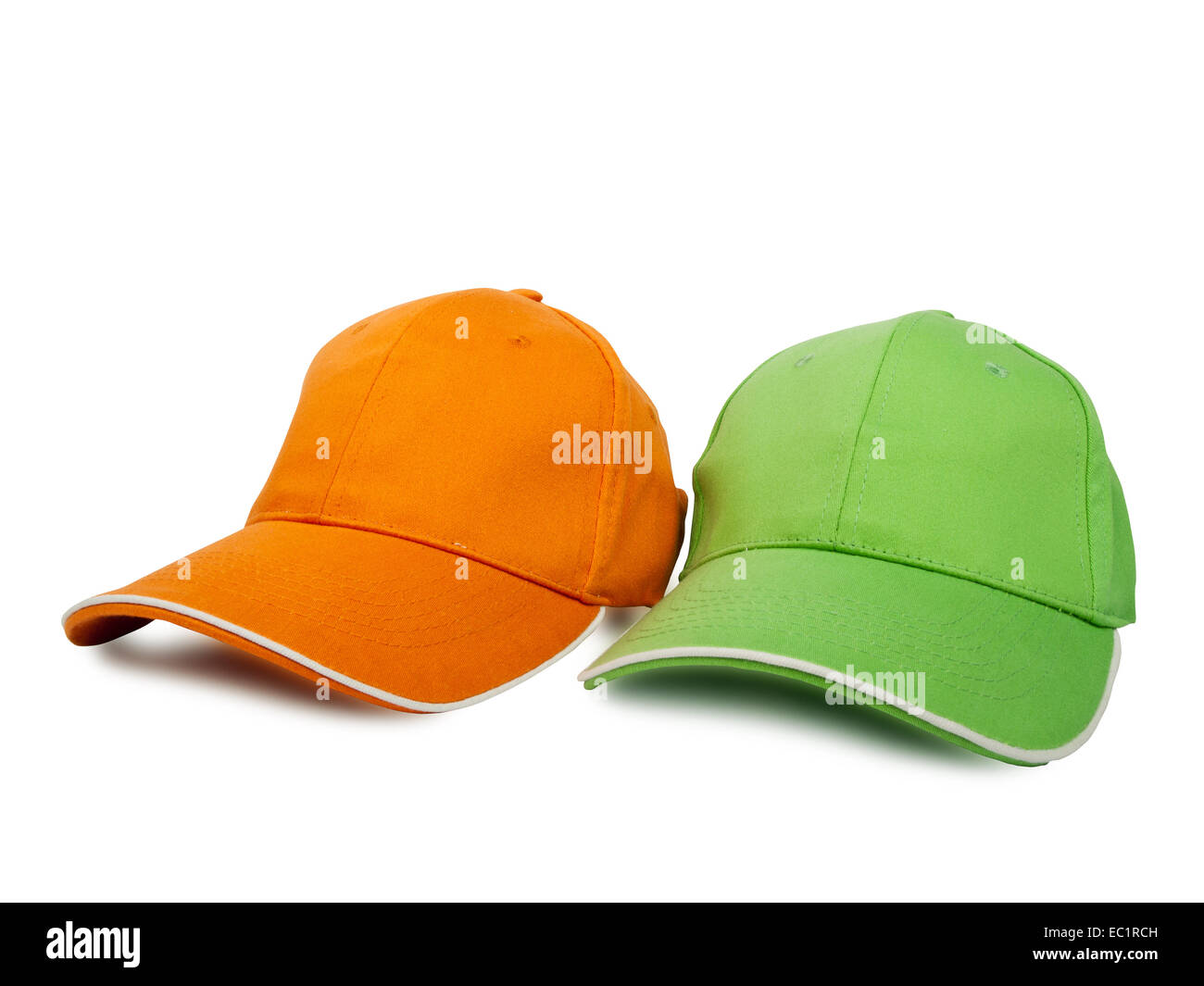 Deux casquettes de baseball isolated on white background, studio shot Banque D'Images