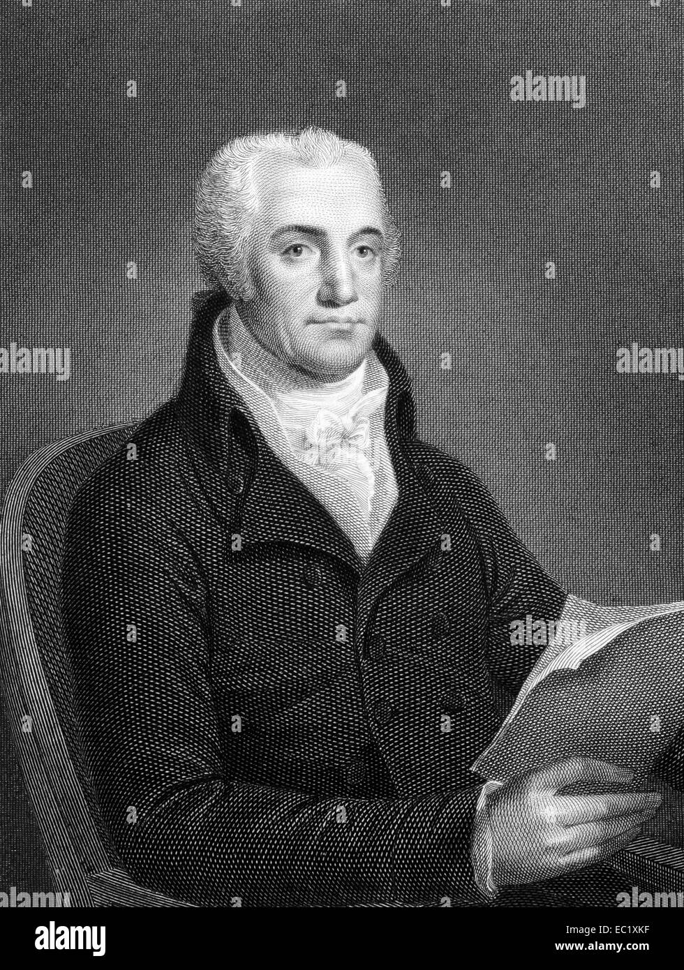 Joel Barlow (1754-1812) sur gravure de 1834. Le poète américain, diplomate et homme politique. Banque D'Images