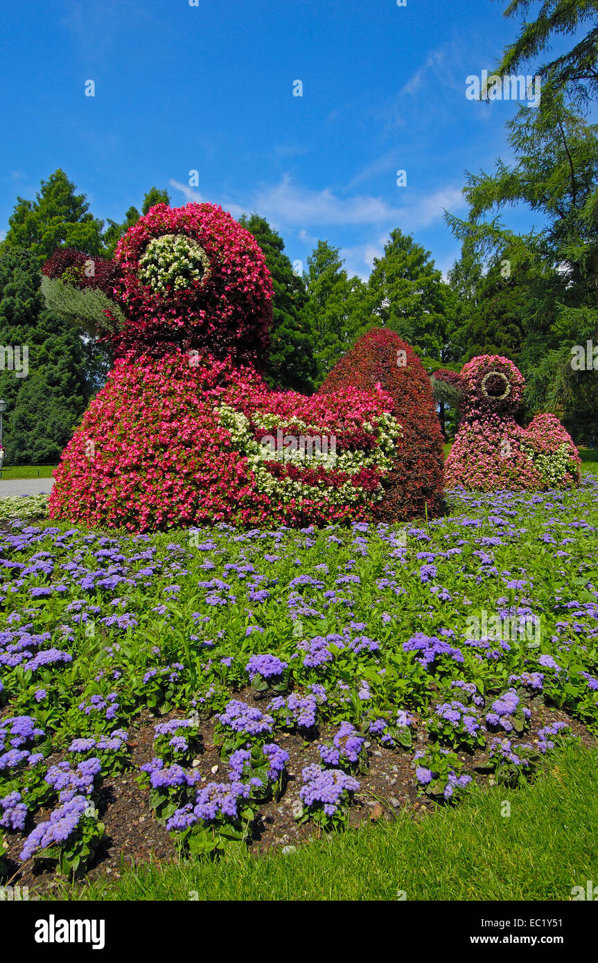 Sculpture, fleurs, l'île aux fleurs de Mainau, le lac de Constance, Constance, Bade-Wurtemberg Banque D'Images