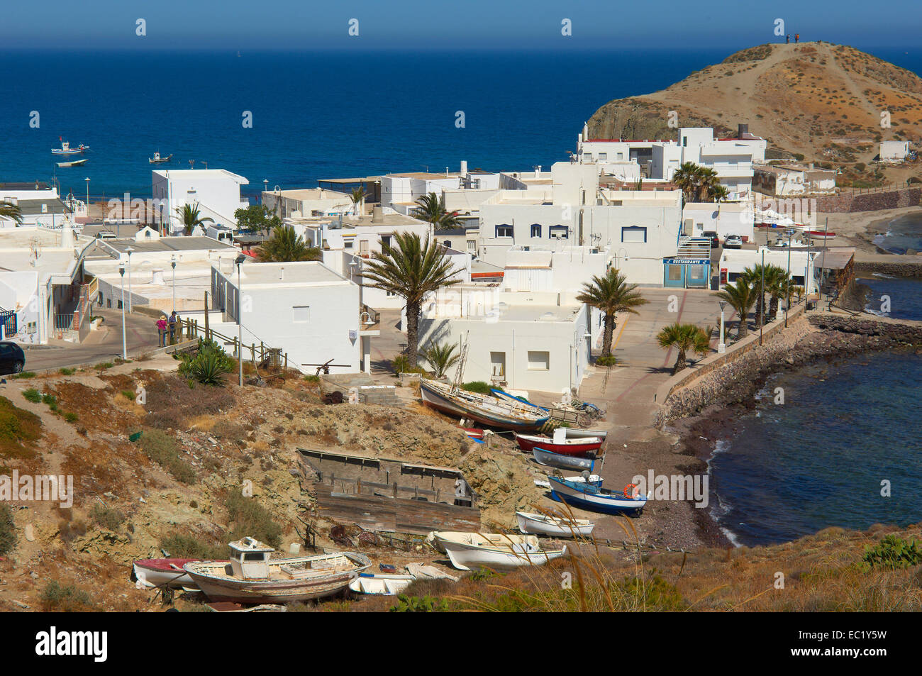 Cabo de Gata, Isleta del Moro, village de pêcheurs, le parc naturel de Cabo de Gata-Nijar, Almeria, Espagne, Europe Banque D'Images