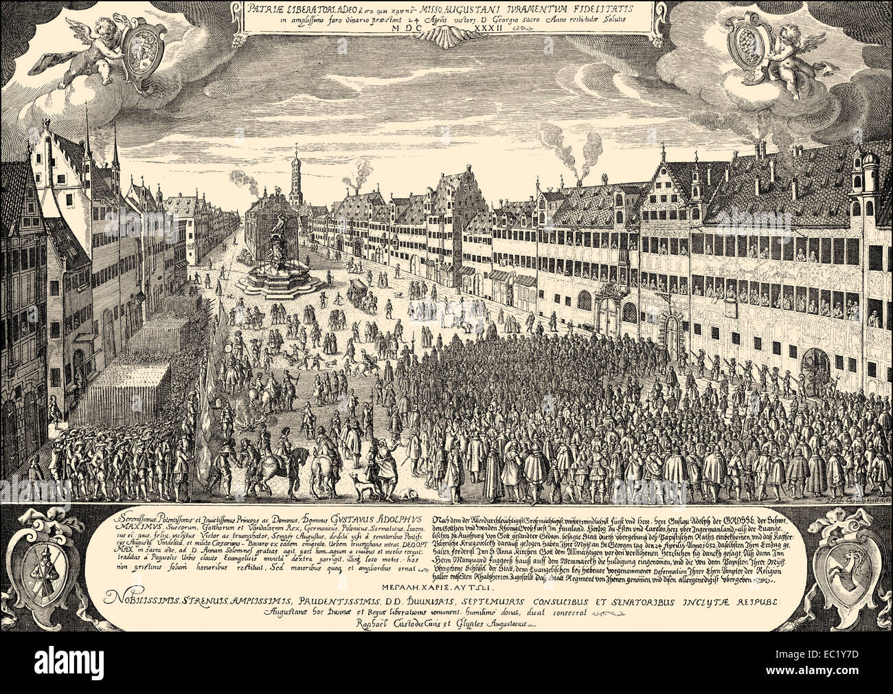 Hommage à le roi suédois Gustav Adolf II à Augsbourg, 1632, l'Allemagne, l'Europe, Banque D'Images