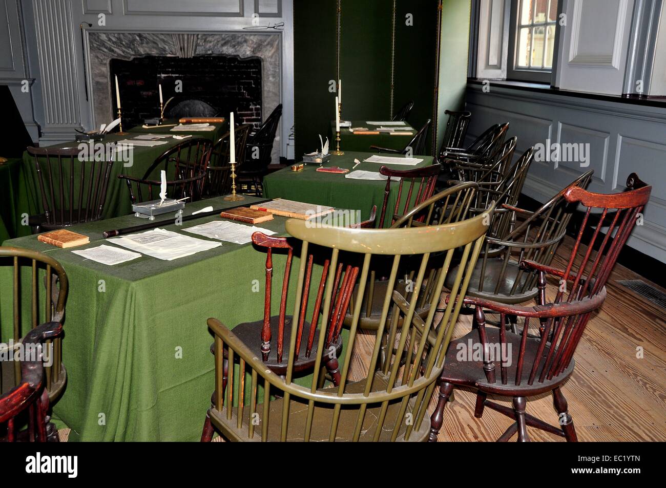 Philadelphie, Pennsylvanie : La magnifique salle d'assemblée à l'intérieur 1732-1756 site Independence Hall de Convention constitutionnelle Banque D'Images