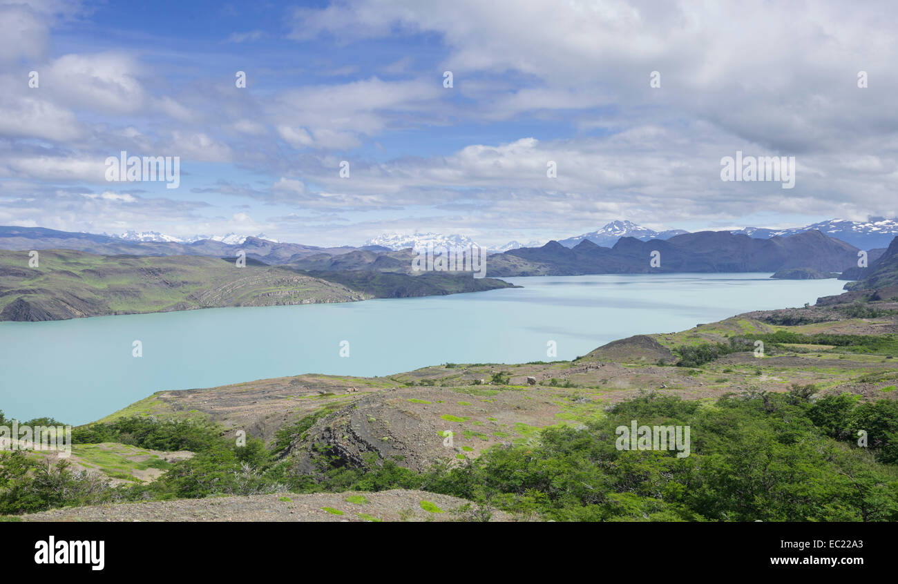 Lake Lago Nordenskjold, Parc National Torres del Paine, Magallanes y la Antártica Chilena, Chili Banque D'Images