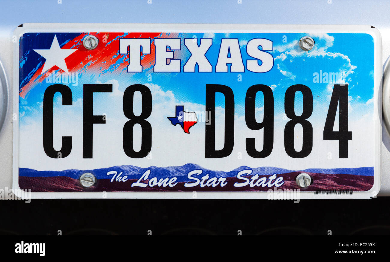 La plaque d'immatriculation, Texas USA Photo Stock Alamy