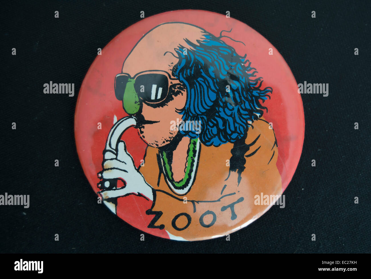 Insigne boutonnière des années 70 avec l'image du zoot, un personnage dans les Muppets tv show Banque D'Images
