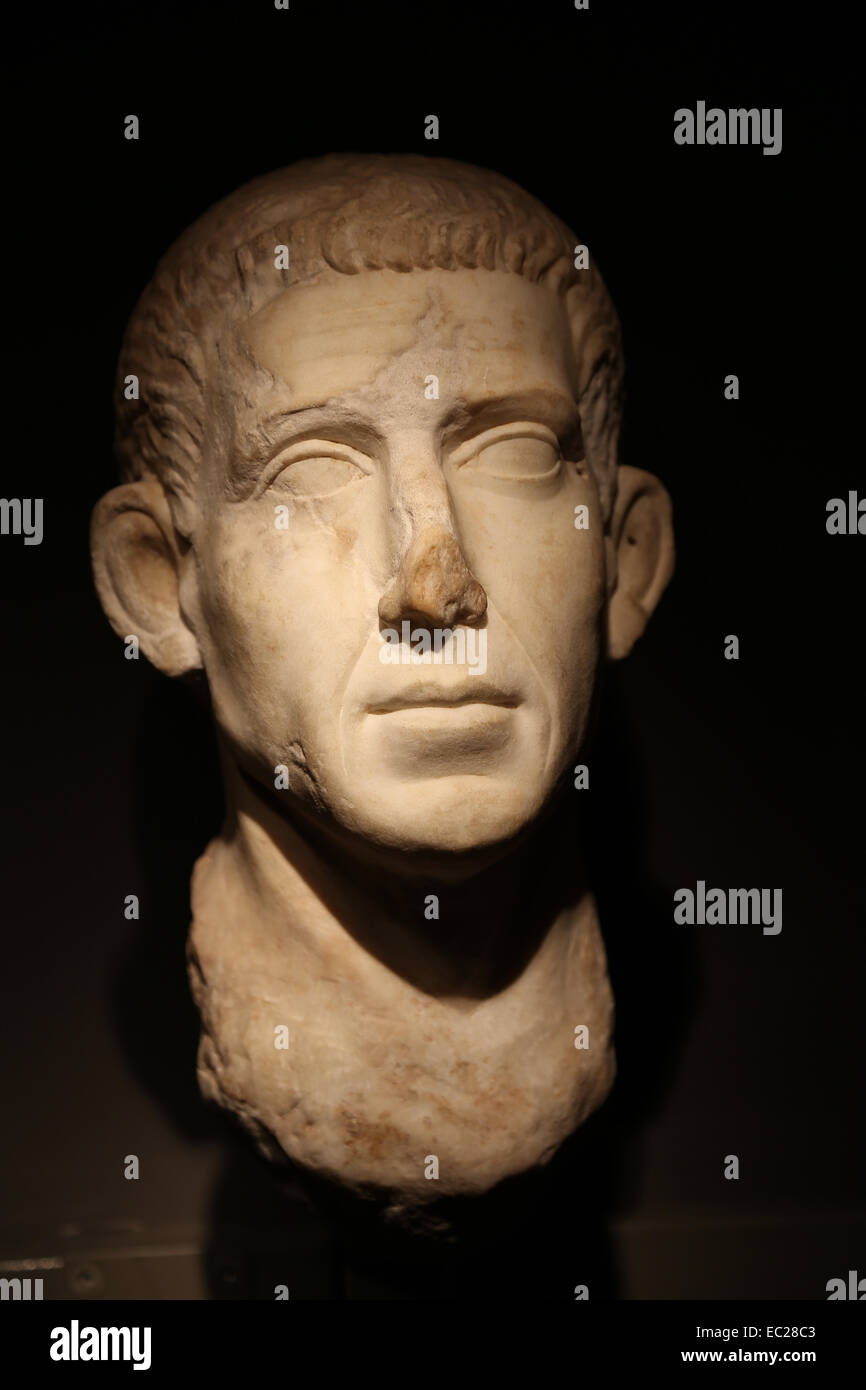 L'art romain portrait funéraire.1c. AD. Enceinte romaine de Barcino (Barcelone) maintenant. Musée d'histoire de la ville. Barcelone. L'Espagne. Banque D'Images